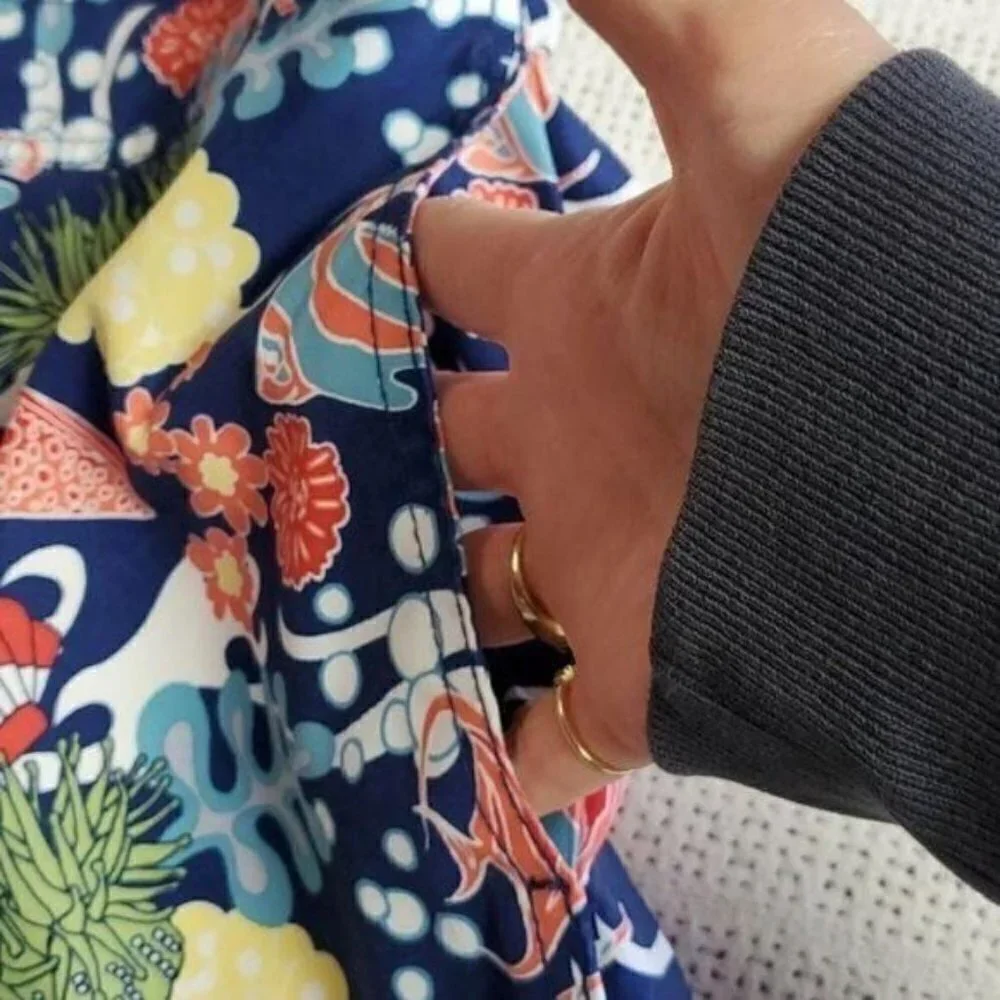 Nautica Graphic Aquatic Design Cinched‎ Pocketed Sz. XL Board Shorts